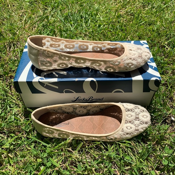 Lucky Brand Laced Cream Ballet Flats - Picture 10 of 12
